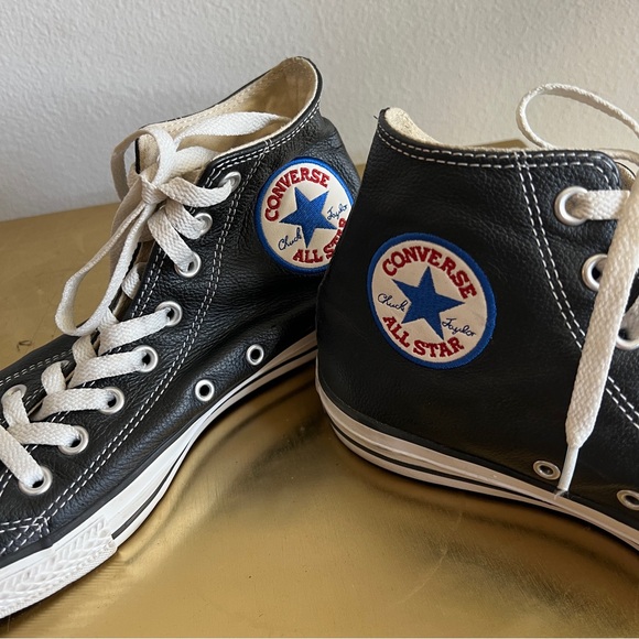 Converse Black Leather High-Top Sneakers 2000s Unisex - Picture 6 of 8